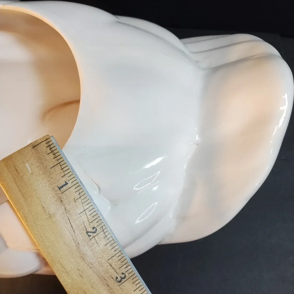 Vintage Mother Goose Cookie Jar White Ceramic Blue Bow Orange Beak LG Farmhouse